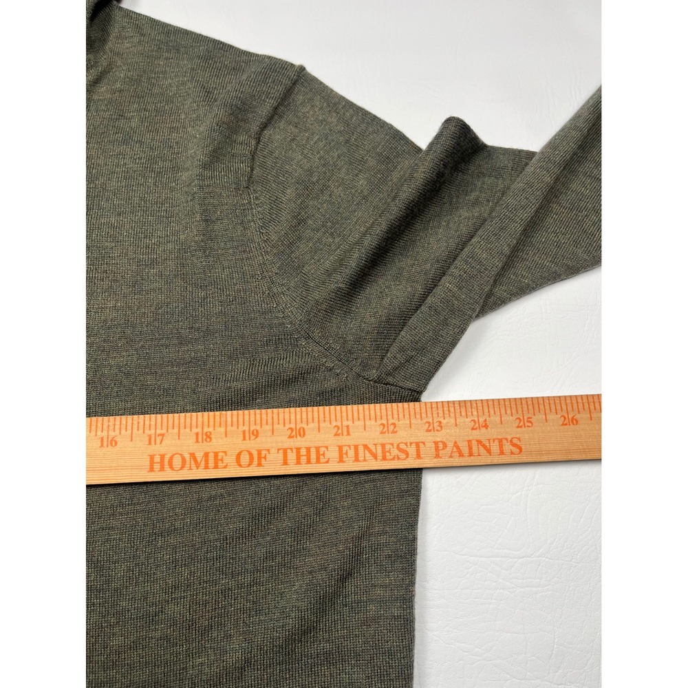 Artefact Merino Wool Pullover Hoodie Mens Large Olive Green Knit Sweater - Picture 5 of 8